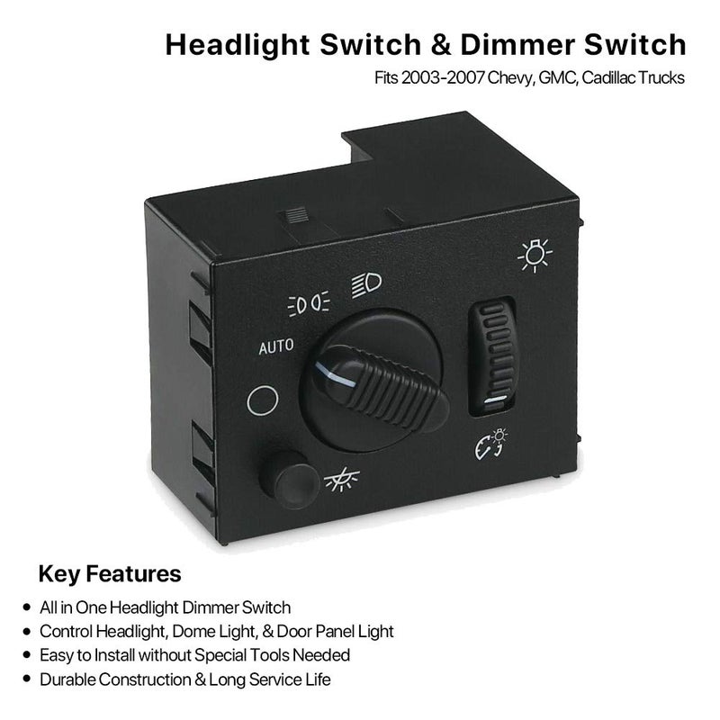 MNJWS Headlight Switch Headlamp Dimmer Switch - Compatible with 2003-2006 Chevy Silverado, Suburban, Tahoe, GMC Sierra, Yukon, Cadillac Escalade - Replace D1595G, 19381535, 15194803, 1S8489 - Image 4
